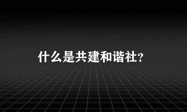 什么是共建和谐社?